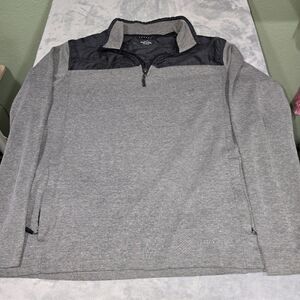 Eddie Bauer Pullover 3/4 Zip Up Light Gray & Black - Size XL